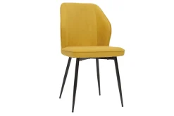 Shop Miliboo Set de 2 sillas de diseño de tejido efecto aterciopelado amarillo mostaza con patas de metal negro FANETTE