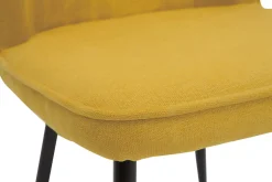 Shop Miliboo Set de 2 sillas de diseño de tejido efecto aterciopelado amarillo mostaza con patas de metal negro FANETTE