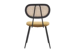 Shop Miliboo Set de 2 sillas de diseño de terciopelo bronce, metal negro y rejilla de ratán natural TOLMA