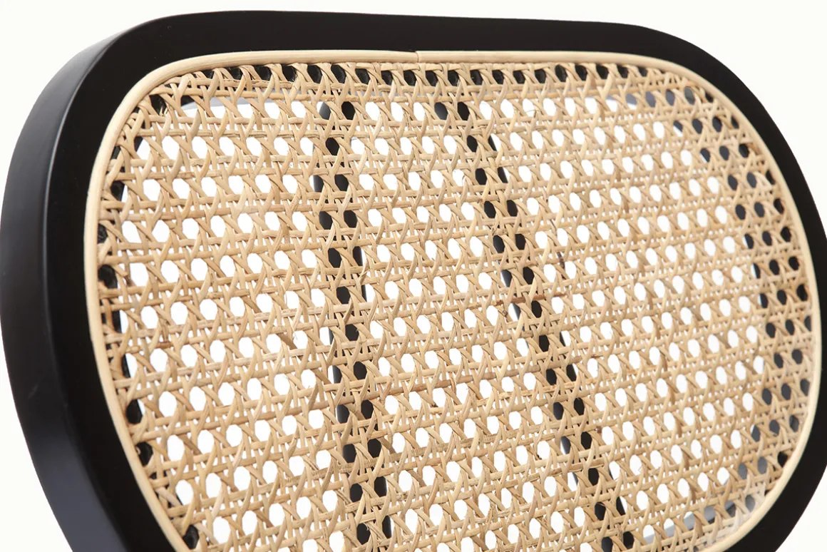 Shop Miliboo Set de 2 sillas de diseño de terciopelo bronce, metal negro y rejilla de ratán natural TOLMA