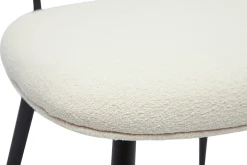 Best Sale Miliboo Set de 2 sillas de diseño de borreguillo blanco roto, metal negro y rejilla de ratán natural TOLMA