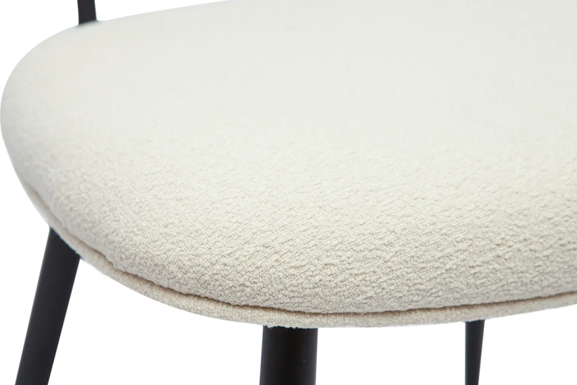 Best Sale Miliboo Set de 2 sillas de diseño de borreguillo blanco roto, metal negro y rejilla de ratán natural TOLMA
