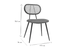 Outlet Miliboo Set de 2 sillas de diseño de terciopelo terracota, metal negro y rejilla de ratán natural TOLMA