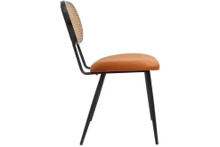 Outlet Miliboo Set de 2 sillas de diseño de terciopelo terracota, metal negro y rejilla de ratán natural TOLMA