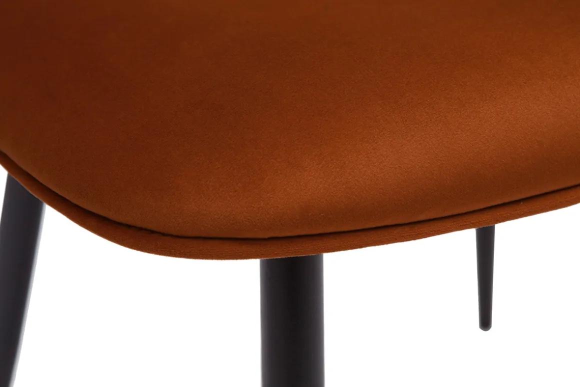 Outlet Miliboo Set de 2 sillas de diseño de terciopelo terracota, metal negro y rejilla de ratán natural TOLMA