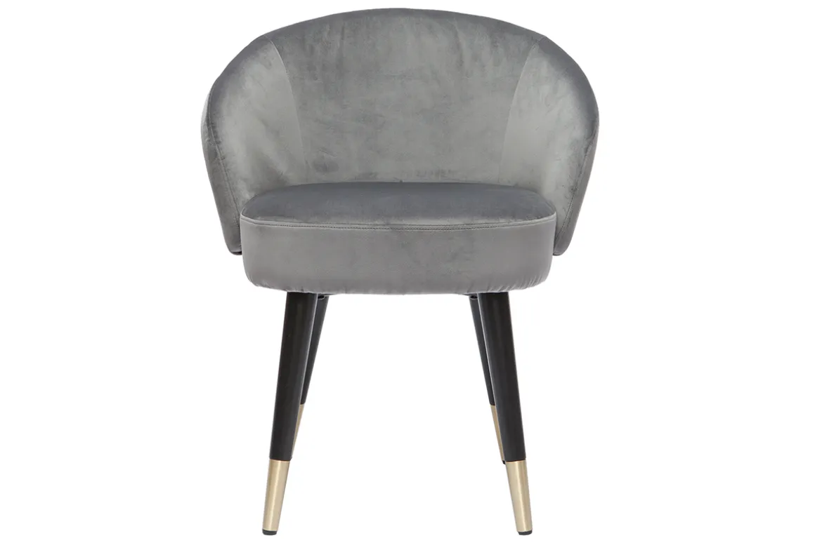 Store Miliboo Set de 2 sillas de diseño de terciopelo gris y patas de metal negro BRIZO