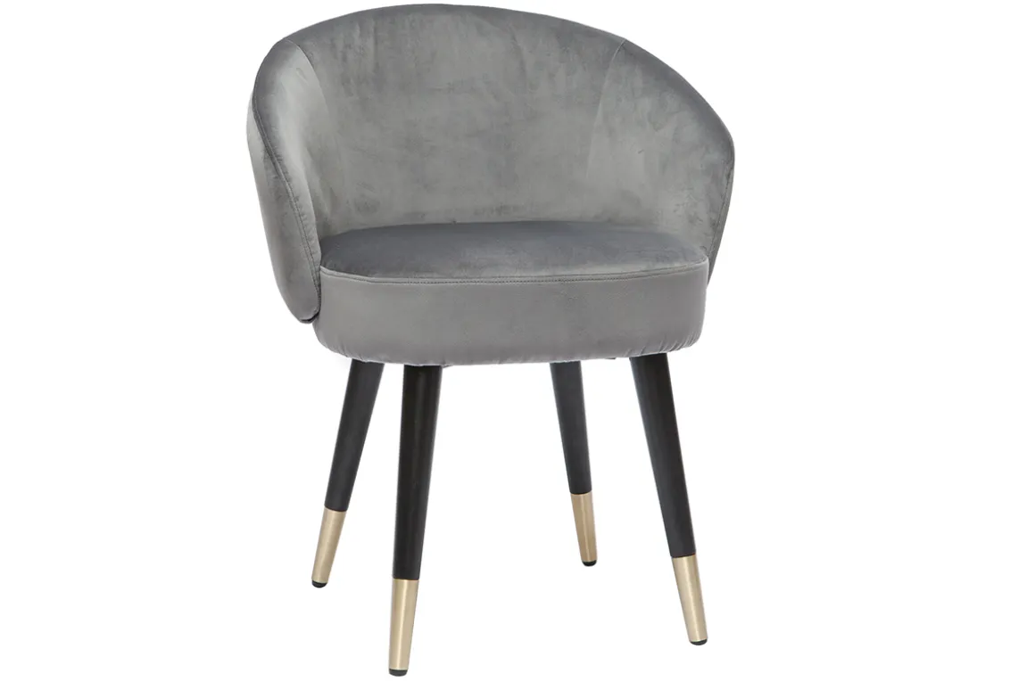 Store Miliboo Set de 2 sillas de diseño de terciopelo gris y patas de metal negro BRIZO