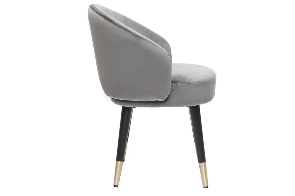 Store Miliboo Set de 2 sillas de diseño de terciopelo gris y patas de metal negro BRIZO