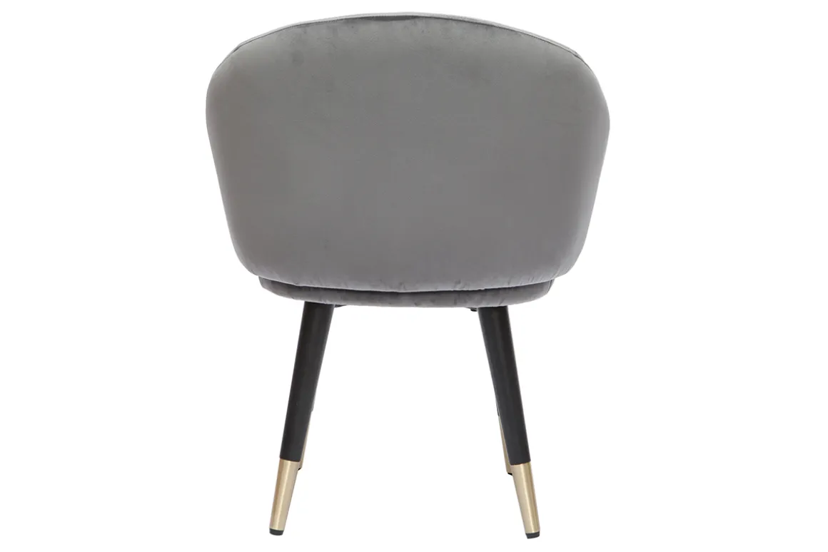 Store Miliboo Set de 2 sillas de diseño de terciopelo gris y patas de metal negro BRIZO