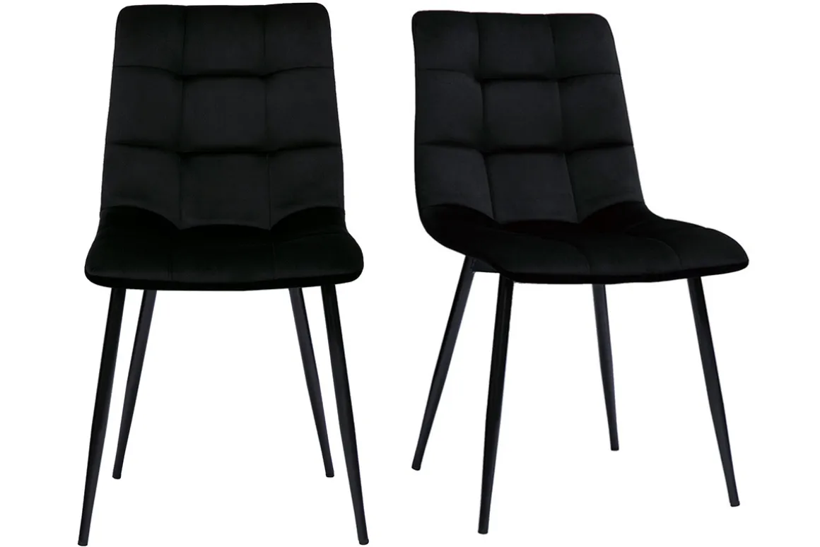 Clearance Miliboo Set de 2 sillas de diseño de terciopelo negro y metal negro MAXWELL