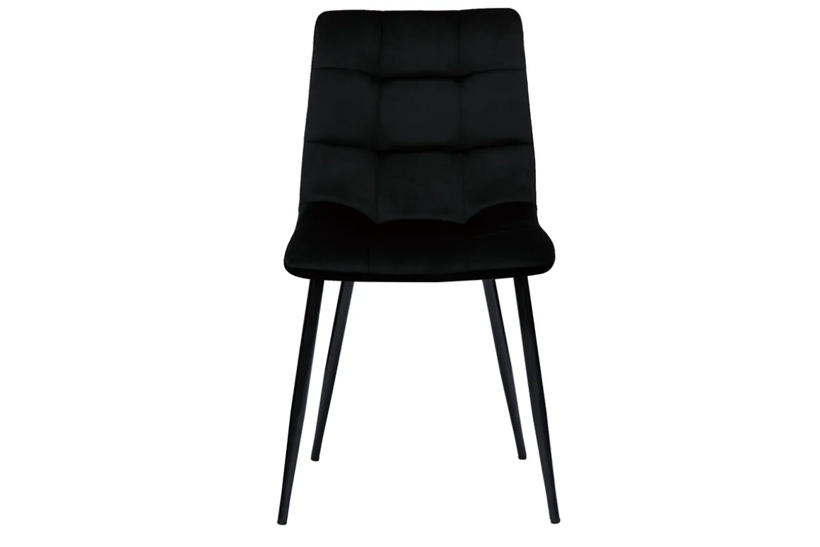 Clearance Miliboo Set de 2 sillas de diseño de terciopelo negro y metal negro MAXWELL