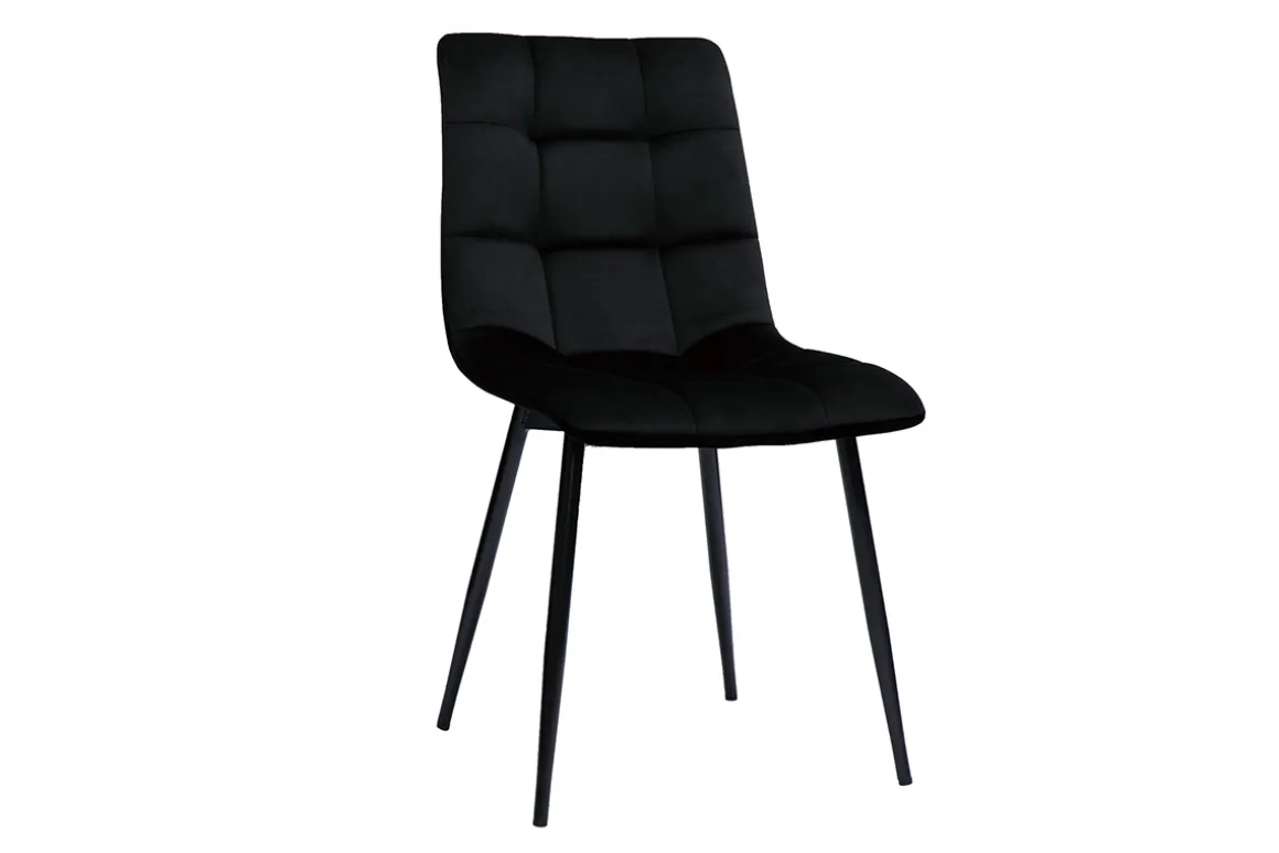 Clearance Miliboo Set de 2 sillas de diseño de terciopelo negro y metal negro MAXWELL