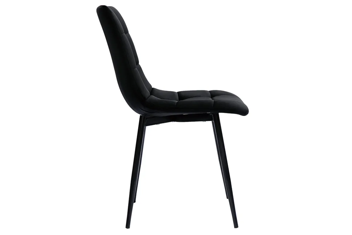 Clearance Miliboo Set de 2 sillas de diseño de terciopelo negro y metal negro MAXWELL