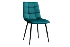 Discount Miliboo Set de 2 sillas de diseño de terciopelo azul petróleo y metal negro MAXWELL