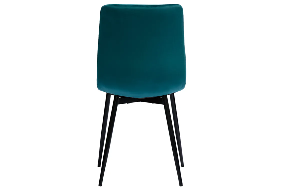 Discount Miliboo Set de 2 sillas de diseño de terciopelo azul petróleo y metal negro MAXWELL