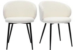 Cheap Miliboo Set de 2 sillas de diseño de tela efecto borreguillo color crudo y metal negro ROSALIE