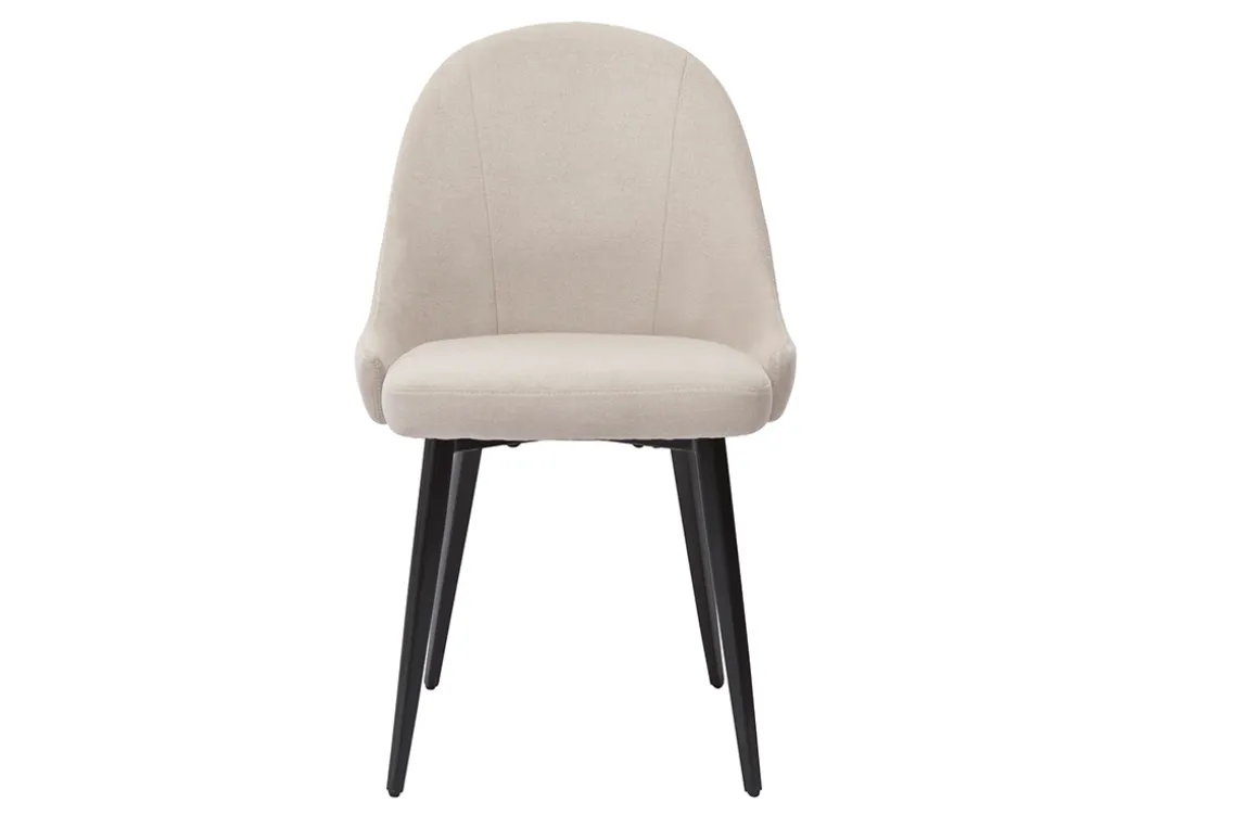 Clearance Miliboo Set de 2 sillas de diseño de tela efecto aterciopelado beige y metal negro REEZ