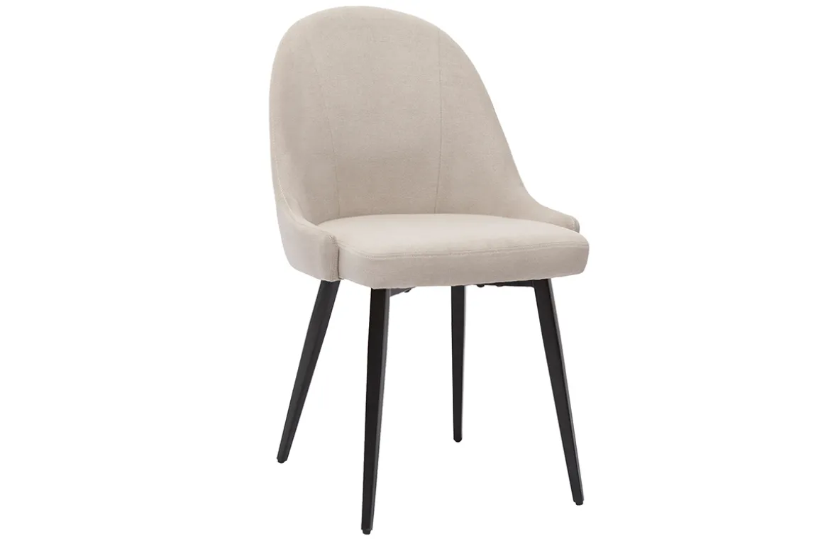 Clearance Miliboo Set de 2 sillas de diseño de tela efecto aterciopelado beige y metal negro REEZ