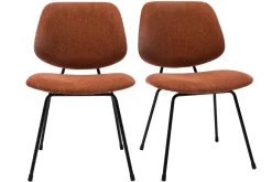 Cheap Miliboo Set de 2 sillas de diseño de tejido efecto aterciopelado terracota y metal negro BARNET