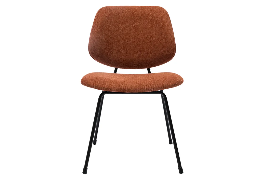 Cheap Miliboo Set de 2 sillas de diseño de tejido efecto aterciopelado terracota y metal negro BARNET