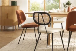 Cheap Miliboo Set de 2 sillas de diseño de tejido efecto aterciopelado terracota y metal negro BARNET