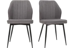 Discount Miliboo Set de 2 sillas de diseño de tejido efecto aterciopelado gris y metal negro FANETTE