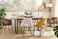 Store Miliboo Set de 2 sillas de diseño de madera oscura y metal negro WESS