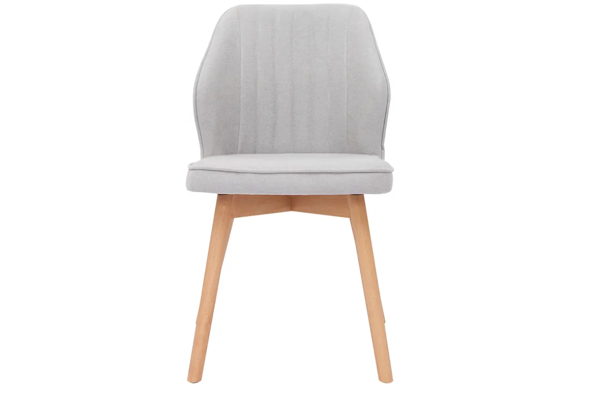 Shop Miliboo Set de 2 sillas de diseño de tela efecto aterciopelado gris y madera clara maciza FANETTE