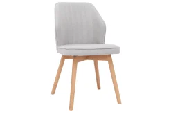 Shop Miliboo Set de 2 sillas de diseño de tela efecto aterciopelado gris y madera clara maciza FANETTE