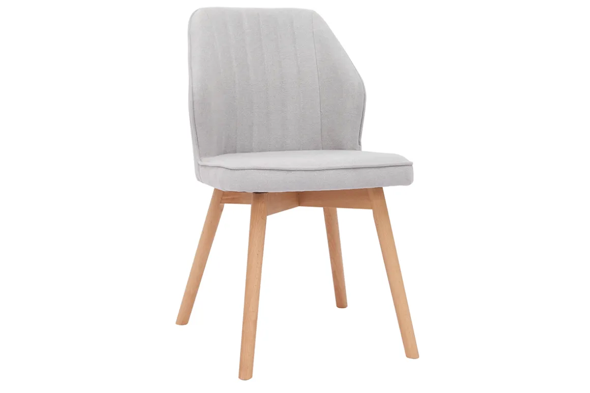 Shop Miliboo Set de 2 sillas de diseño de tela efecto aterciopelado gris y madera clara maciza FANETTE