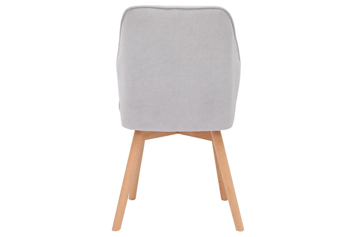 Shop Miliboo Set de 2 sillas de diseño de tela efecto aterciopelado gris y madera clara maciza FANETTE