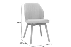 Shop Miliboo Set de 2 sillas de diseño de tela efecto aterciopelado gris y madera clara maciza FANETTE