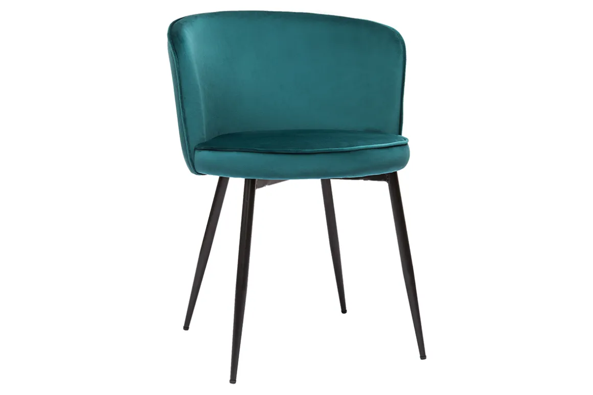 Cheap Miliboo Set de 2 sillas de diseño de terciopelo azul petróleo y metal negro SERIF