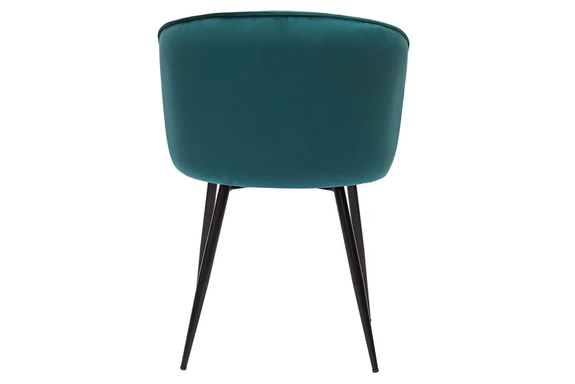Cheap Miliboo Set de 2 sillas de diseño de terciopelo azul petróleo y metal negro SERIF