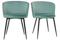 Hot Miliboo Set de 2 sillas de diseño de terciopelo verde celadón y metal negro SERIF