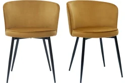 Fashion Miliboo Set de 2 sillas de diseño de terciopelo bronce y metal negro SERIF