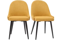 Flash Sale Miliboo Set de 2 sillas de diseño de tela efecto aterciopelado amarillo mostaza y metal negro REEZ