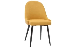 Flash Sale Miliboo Set de 2 sillas de diseño de tela efecto aterciopelado amarillo mostaza y metal negro REEZ