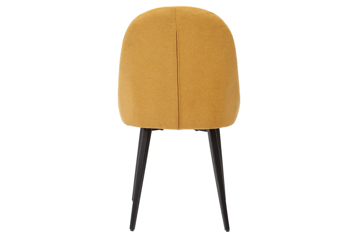 Flash Sale Miliboo Set de 2 sillas de diseño de tela efecto aterciopelado amarillo mostaza y metal negro REEZ