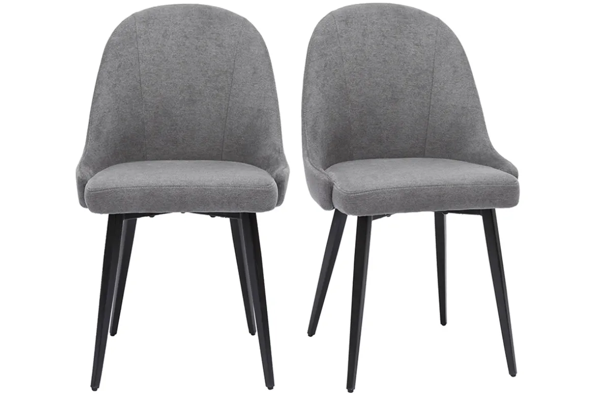 Clearance Miliboo Set de 2 sillas de diseño de tela efecto aterciopelado gris y metal negro REEZ