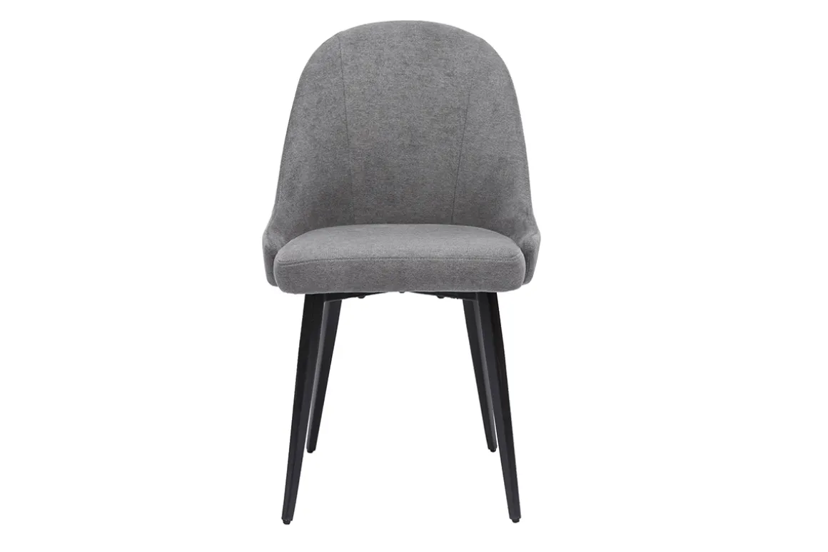 Clearance Miliboo Set de 2 sillas de diseño de tela efecto aterciopelado gris y metal negro REEZ