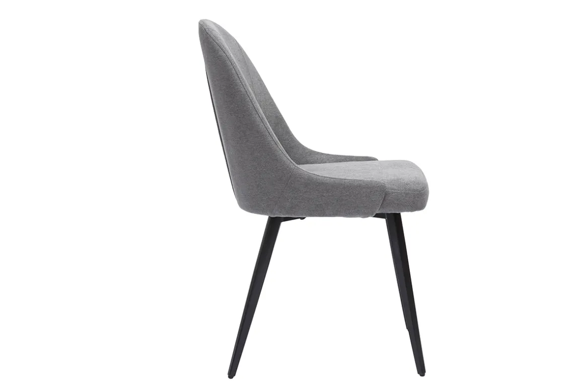 Clearance Miliboo Set de 2 sillas de diseño de tela efecto aterciopelado gris y metal negro REEZ