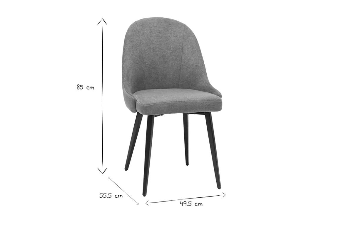 Clearance Miliboo Set de 2 sillas de diseño de tela efecto aterciopelado gris y metal negro REEZ