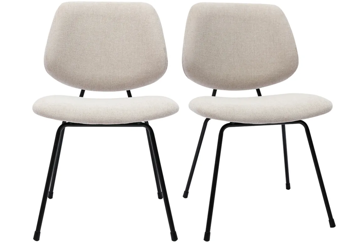 Store Miliboo Set de 2 sillas de diseño de tejido efecto aterciopelado beige y metal negro BARNET