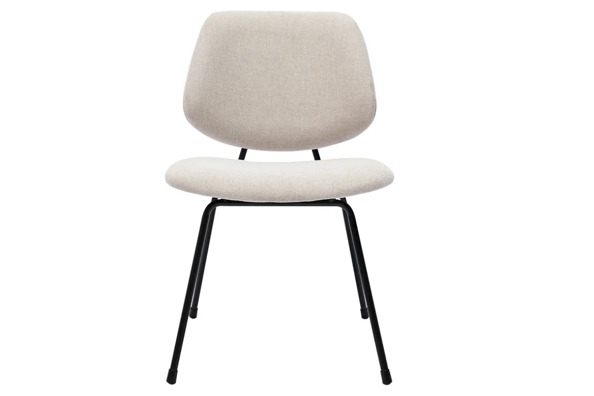 Store Miliboo Set de 2 sillas de diseño de tejido efecto aterciopelado beige y metal negro BARNET
