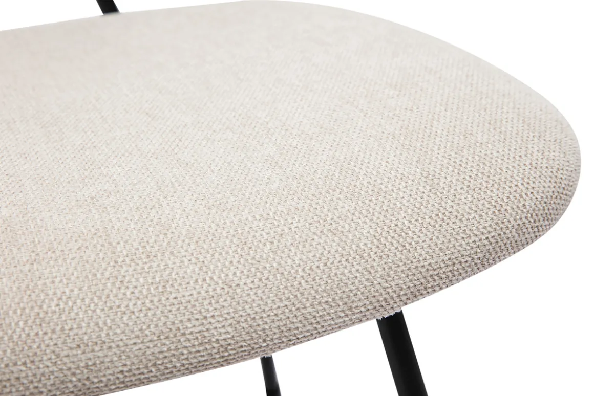 Store Miliboo Set de 2 sillas de diseño de tejido efecto aterciopelado beige y metal negro BARNET