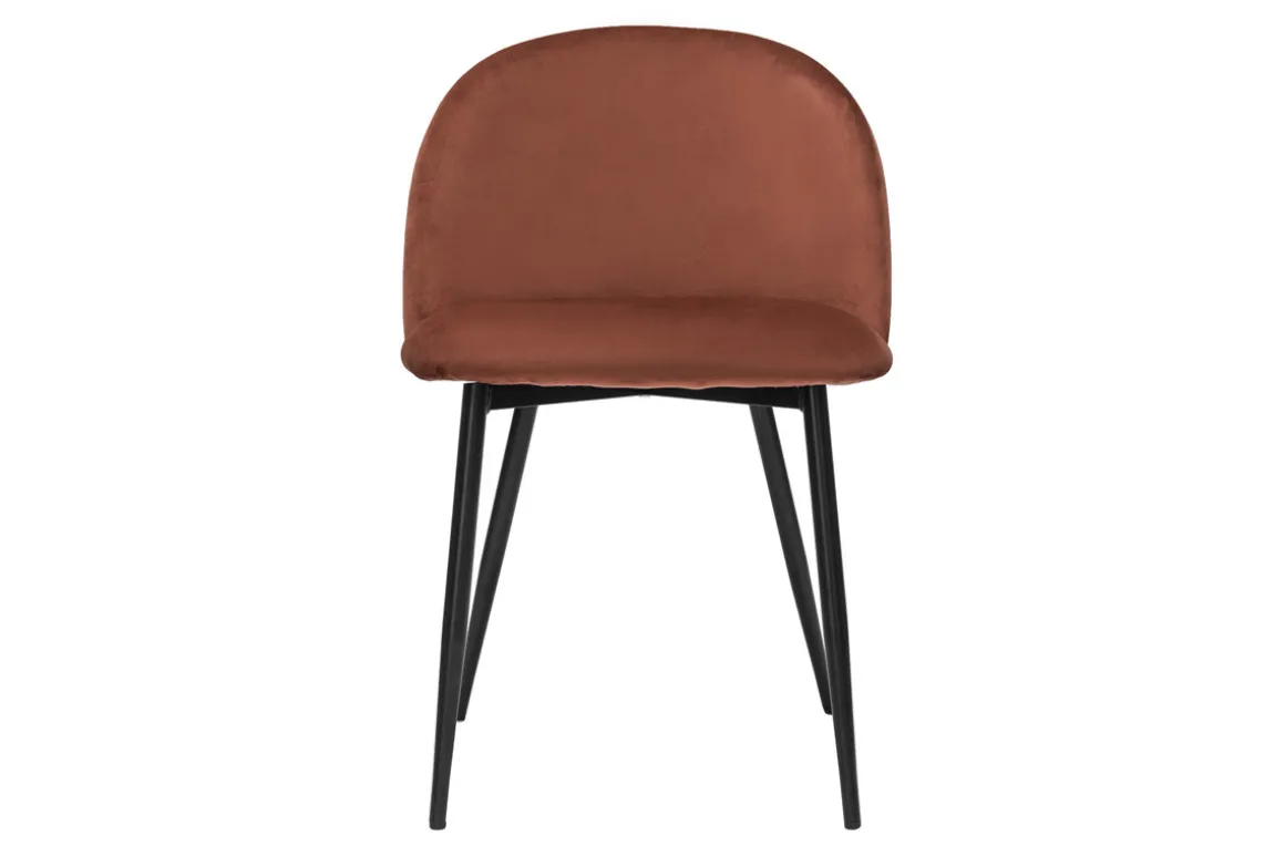 Best Sale Miliboo Set de 2 sillas de diseño de terciopelo color terracota y metal negro CELESTE