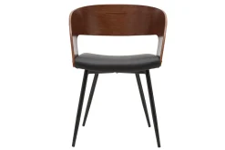 Sale Miliboo Set de 2 sillas de diseño de nogal oscuro con asiento y metal negro RIFF