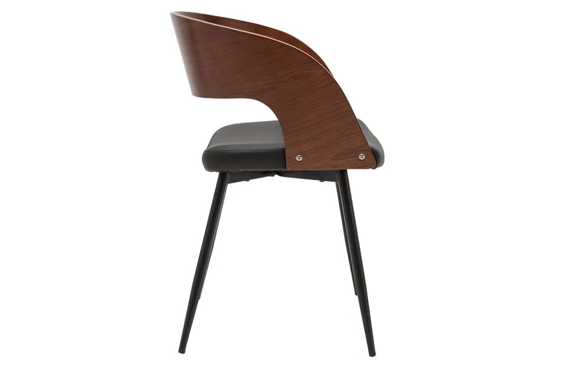 Sale Miliboo Set de 2 sillas de diseño de nogal oscuro con asiento y metal negro RIFF