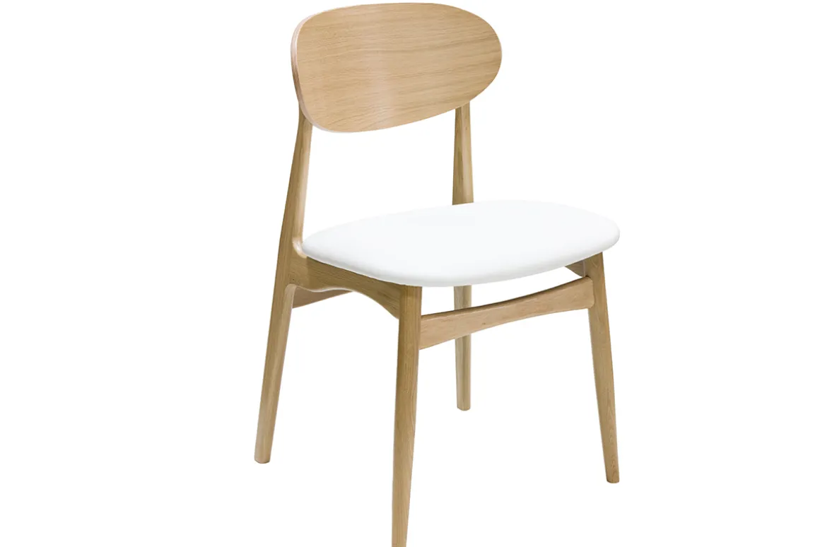 Sale Miliboo Set de 2 sillas de diseño de roble macizo blanco y madera clara VICKY